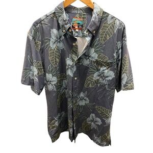 Vintage Joe Kealohas Reyn Spooner Shirt Men's Large Hawaiian Button Floral Blue